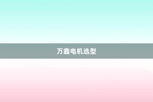 万鑫电机选型